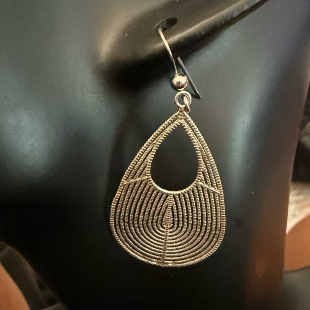 Dobbs London Sterling Silver Rhodium Plated Teardrop Oval Earrings $275 New